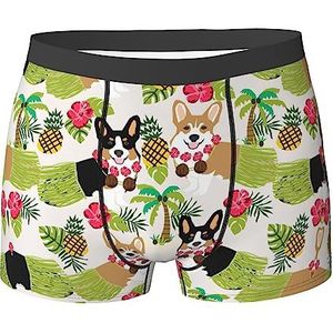 DEXNEL Heren ondergoed boxerslips zacht ademend ondergoed 1pack, Corgi Hawaiiaanse tropische zomer ananas, Zwart, M