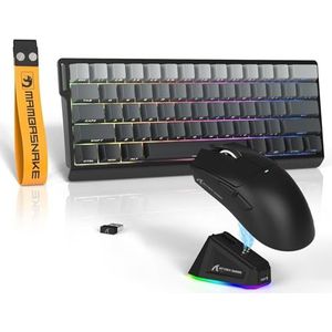 ATTACK SHARK x MAMBASNAKE X11 Gaming Muis met X60HE Mechanisch Toetsenbord, Draadloos Toetsenbord en Muis Combo, BT/2.4G/Wired, Snelle Trigger, 8000 Polling Rate, 22000 DPI, Ultralichte Muis - Zwart
