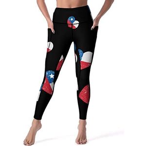 Chili Retro Hartvormige Vlag Vrouwen Yoga Broek Hoge Taille Leggings Buikcontrole Workout Running Leggings 2XL