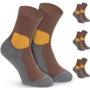 gipfelsport Wandelsokken van merinowol, sokken voor outdoor, trekking, trekkingsokken, wandelsokken met natuurlijke scheerwol voor dames, heren en kinderen, Dik bruin (3 x paar - set), 39/41 EU