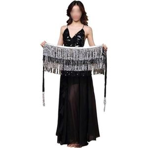 Buikdans Heup Sjaal, Dansgordel Sjaal Heupkostuum Wikkelbuik Kwastjes Riem Bodycon Rok Buikdans Heup(Silver)
