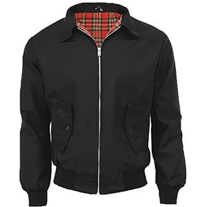 FAIRY BOUTIQUE Klassieke Harrington-jas voor heren, lange mouwen, jaren 70, retro step, bomberjack, ritssluiting, grote maten, Zwart, 4XL