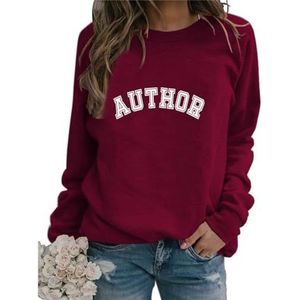 Funny Author Sweatshirt Womens Funny Letter Book Writer Gift Long Sleeve Graphic Fall Shirts Reading Pullover Tops