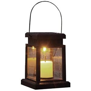 SENZZ Lantaarn op zonne-energie, voor buiten, waterdicht, hangende lantaarn, outdoor, vintage lantaarn op zonne-energie met handvat, flikkerende waterdichte ledverlichting, flikkerende tafellamp