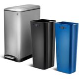 Afvalbak - EDGE - Geborsteld Roestvrij Staal - 50L - 2 Compartimenten