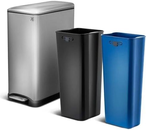 Afvalbak - EDGE - Geborsteld Roestvrij Staal - 50L - 2 Compartimenten