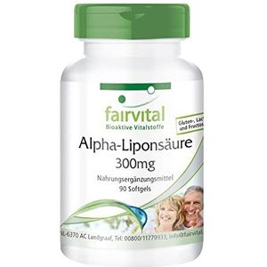 Fairvital | Alfa-liponzuur capsules 300mg (ALA) - kwartaal voorraad - HOOG GEDOSEERD - 90 softgels