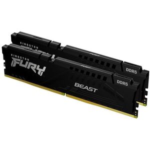 Kingston FURY Beast Zwart DDR5 64GB (2x32GB) 6000MT/s CL30 DIMM Desktop Gaming Geheugen Set van 2 Intel XMP - KF560C30BBK2-64