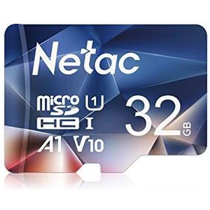 Netac 32 GB microSDHC-geheugenkaart, Micro SD-kaart R/W tot 90/30MB/s, TF-kaart 4K Full HD video-opname, UHS-I, C10, U3, A1, V10, voor camera, smartphone, beveiligingssysteem, drone, dashcam, gopro