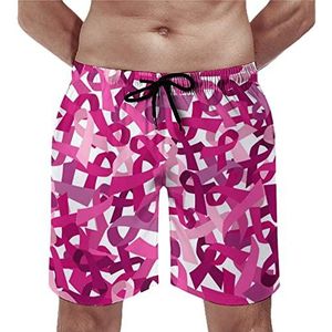 Roze Kreeft Linten Heren Strand Shorts Sneldrogende Board Shorts Mesh Voering Strand Broek Gym Zwembroek S