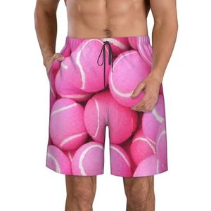 JIAWUJYNB Heldere rode tennisballen print heren strandshorts zomer shorts met sneldrogende technologie, lichtgewicht en casual, Wit, M