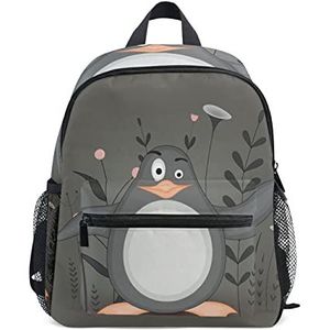 Penguin Zwart Wit Leuke Peuter Rugzak Boekentas Mini Schoudertas voor 1-6 Jaar Reizen Jongens Meisjes Kinderen met Borstband Clip Fluitje