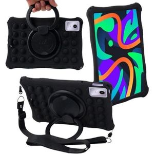 Soft Silicon Cover Geschikt for Lenovo Tab M11 2024 TB-330FU TB-331FC 11 inch Soft Bubble Silicon Case Met schouderharnas(Black)