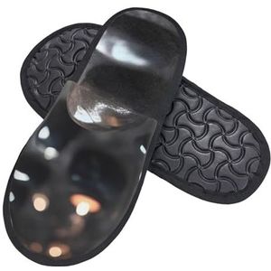 KHiry Schuimpantoffels voor mannen en vrouwen, zwarte mysterieuze hart steen pluizige pantoffels huis winter warme schoenen voor slaapkamer buiten en binnen, Zwart, one size