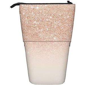 Telescopische Potlood Tas Rose Goud Faux Glitter Etui Pen Pouch Houder Make-up Tas Cosmetische Organizer Tas Doos Unisex, zoals afgebeeld, Eén maat, Tas Organizer