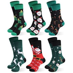 Kerstmis Sokken voor Mannen, 6-Pack Mens Kerstsokken, Kerstmis Crew Sokken EU Maat 37-46