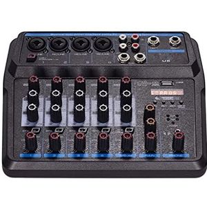 SDFGH Mini Musical Mixer U6 6 kanalen Audio Mixer Bt USB mengpaneel met ingebouwde geluidskaart 48V geest