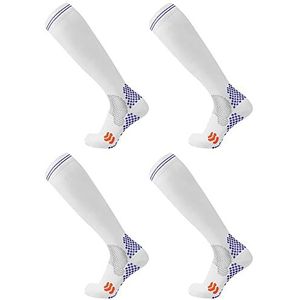 Compressiesokken (2 Paar) voor Heren en Dames 20-30 mmHg Compressiekousen Circulatie voor Fietsen Running Support Socks (XXL, White)