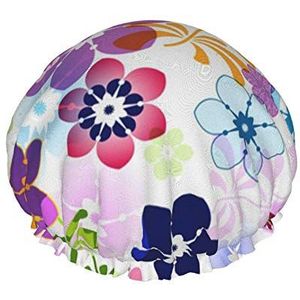 Douchemuts, lente kleurrijke bloemen transparante vintage dubbele waterdichte badmuts, elastische herbruikbare douchecap, badmutsen slaapmutsje
