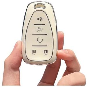 Autosleutel beschermhoes 4 5 Knoppen TPU Autosleutel Case Cover Fob Voor 2017-2019 Voor Malibu Voor Camaro Voor Cruze Voor Traverse Voor Sonic Voor Volt Voor Bolt Sleutel Shell(5 Button WHITE)