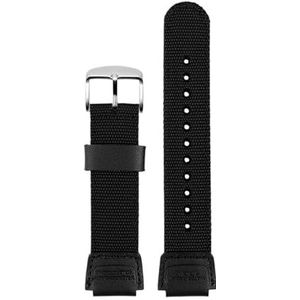 AXTGBHL Nylon Horlogeband Fit for CASIO A1200 AE1300 A158 A159 W-216H A158 F91W AQ230/700 Kleine Vierkante Zilveren Blok 18mm Legergroen mannen Band(Black Silver)