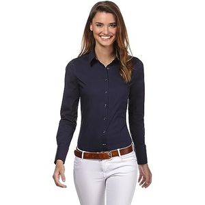 Vincenzo Boretti Damesblouse bijzonder getailleerd met stretch, 4, donkerblauw, 38