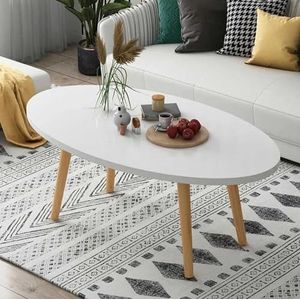 Moderne middentafel - bijzettafel, industriële ovale salontafels, banktafel, eenvoudig en stijlvol meubilair for de woonkamer (Color : White, Size : A)