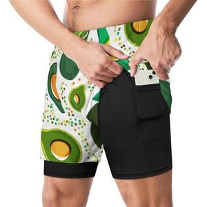 Groene Avocado Vegetarische Grappige Zwembroek Met Compressie Liner & Pocket Voor Mannen Board Zwemmen Sport Shorts