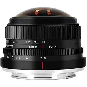 7Artisans 4 mm F2.8 Fisheye Ultra Wide Angle Lens APS-C Handleiding Focus Prime Lens compatibel met Sony E-Mount Mirror Camera A6300 A6400 A6500 NEX-3 NEX-3N NEX-5T A7 A7II A7RIII