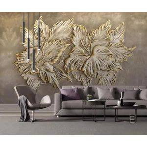 Kubieke Gouden Bloem 3D Behang Mobili Kantoor Woonkamer Bank Sofa Slaapkamer TV Achtergrond Muur Decoratie-430cm×300cm