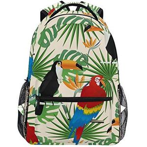 Tropische Jungle Bladeren met Flamingos Exotische Zomer Art Print School Rugzak Duurzame Grote Reizen Outdoor Schoudertas