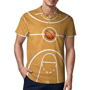 Basketbalveld golfpoloshirt voor heren, zomer T-shirt met korte mouwen, casual sneldrogende T-shirts, M