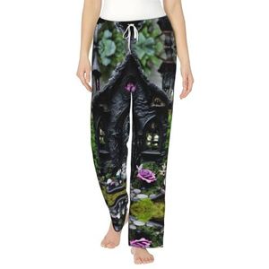 XTYGETY Gothic Fairy Garden02 Print Vrouwen Flanellen Pyjama Bottoms Womens Pyjama Pj Broek Lounge Slaap Broek Met Zakken, Zwart, S