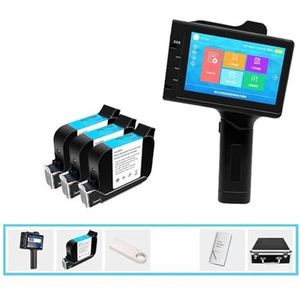 Draagbare inkjetprinter, 17,5 mm inch handheld inkjetprinter Batchcode Serienummer Barcode Qr Code Logo Handjetprinter(Printer with 3pc ink)