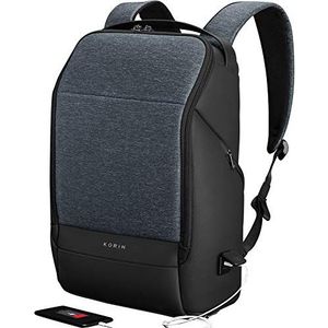 KORIN Design FlexPack Pro - Multifunctionele flexibiliteit Anti-diefstal Reisrugzak 15,6 inch laptoptas met 2.0 USB-oplaadpoort, grote capaciteit, waterdichte TSA