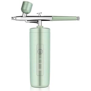 Nano verstuivingsspuit Mini-luchtcompressorset Luchtpenseel Verfspuitpistool for Nail Art Tattoo Craft Cake Face Nauwkeurige Controle(2-Light green)