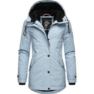 Navahoo Lindraa Winterjas voor dames, korte regenjas, waterdicht, warm gevoerd, met capuchon, maat XS-3XL, Baby Blue., XL