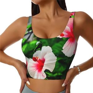 Hibiscus Bloemen Print Comfortabele Vrouwen Sport Vest Yoga Workout Vest Voor Vrouwen Lichtgewicht Zomer, Zwart, S