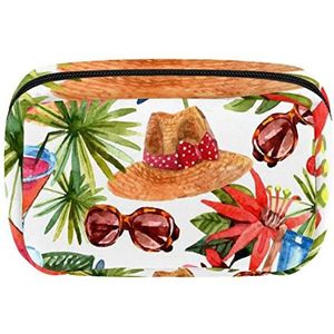 Cosmetische Zakken Voor Vrouwen Kleine Make-up Tas Reizen Toiletry Pouch Organizer Rits Zomer Vakantie Reizen Patroon, Meerkleurig, 17.5x7x10.5cm/6.9x4.1x2.8in