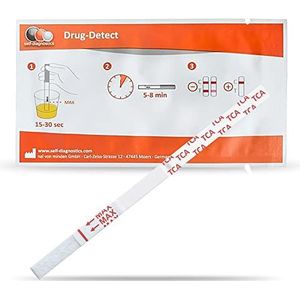 self-diagnostics drugs sneltest voor Tricyclische antidepressiva (TCA) in urine - cut-off: 300 ng/ml - 10 teststrips - drugs detectie - diptest - urinetest - TCA test - 5 min drugstest urine