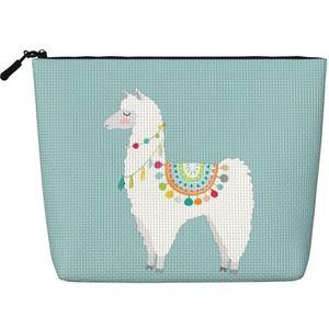 FZGGWYHL Llama Gedrukt Fake Hennep Hennep Make-up Bag Dagelijkse Opbergtas, Zwart, Eén maat, Tas Organizer