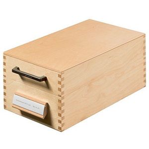 HAN Houten kaartenbox voor 900 DIN A7 dwarse indexkaarten incl. 1 metalen bladsteun, met tekstveld en metalen bodem, FSC-gecertificeerd hout, hoogwaardige premium kwaliteit, 507, natuurlijk hout