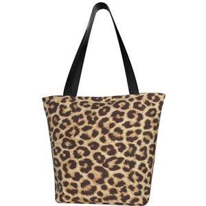 BeNtli Schoudertas, canvas draagtas grote tas vrouwen casual handtas herbruikbare boodschappentassen, leuke luipaardprint, zoals afgebeeld, Eén maat