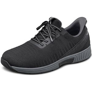 Orthofeet Men's Orthopedic Knit Yari Hands-Free Sneakers, Black, Size 44.5