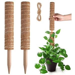 Pisol Mosstok voor planten Monstera, uitschuifbare plantenstokken ondersteuning, plantenstokken voor binnenpotplanten, 15,7 inch kokospaal voor veenmos, pothos en andere klimplanten (2 stuks)