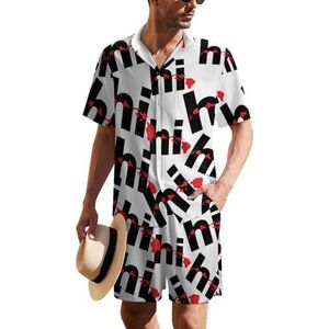 Hi Hawaiian Islands Hawaiiaanse pak voor heren, set van 2 stuks, strandoutfit, shirt en korte broek, bijpassende set