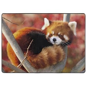 OdDdot Rode Panda Print Gebied Tapijt Antislip Yoga Mat Vloer Tapijt Home Decor Voor Woonkamer Slaapkamer 203x148 Cm