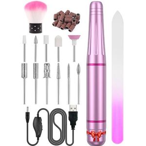 Elektrische nagelvijl, 11-in-1, professionele nagelvijl voor manicure en pedicure, elektrisch, 20.000 omw/min, instelbare snelheid, manicureset voor salon, doe-het-zelf, vrouwen, meisjes, beginners,