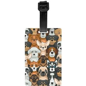 Cartoon stijl hond afdrukken, bagagelabels PVC naamplaatje reiskoffer Identifier ID-tags duurzaam bagagelabel