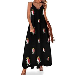 Coat Arms of Malta Maxi-jurk voor dames, zomer, V-hals, mouwloos, spaghettibandjes, lange jurk
